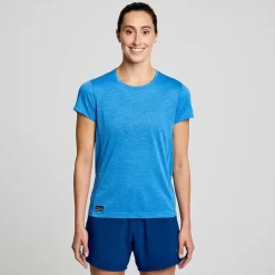 Mujer Saucony Camisetas*Mujer Stopwatch Short Sleeve Bluelight Heather